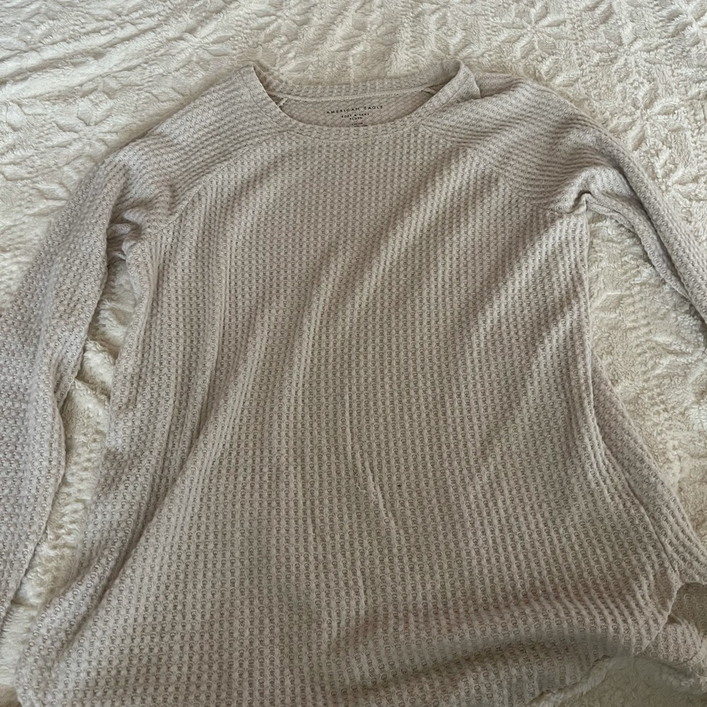 S american eagle cream waffle knit sweater